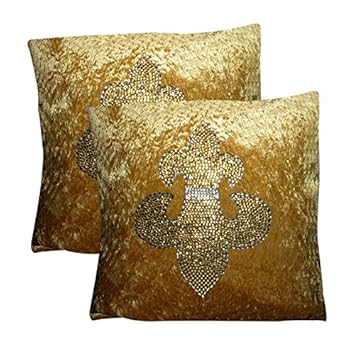 yellow crushed velvet cushions