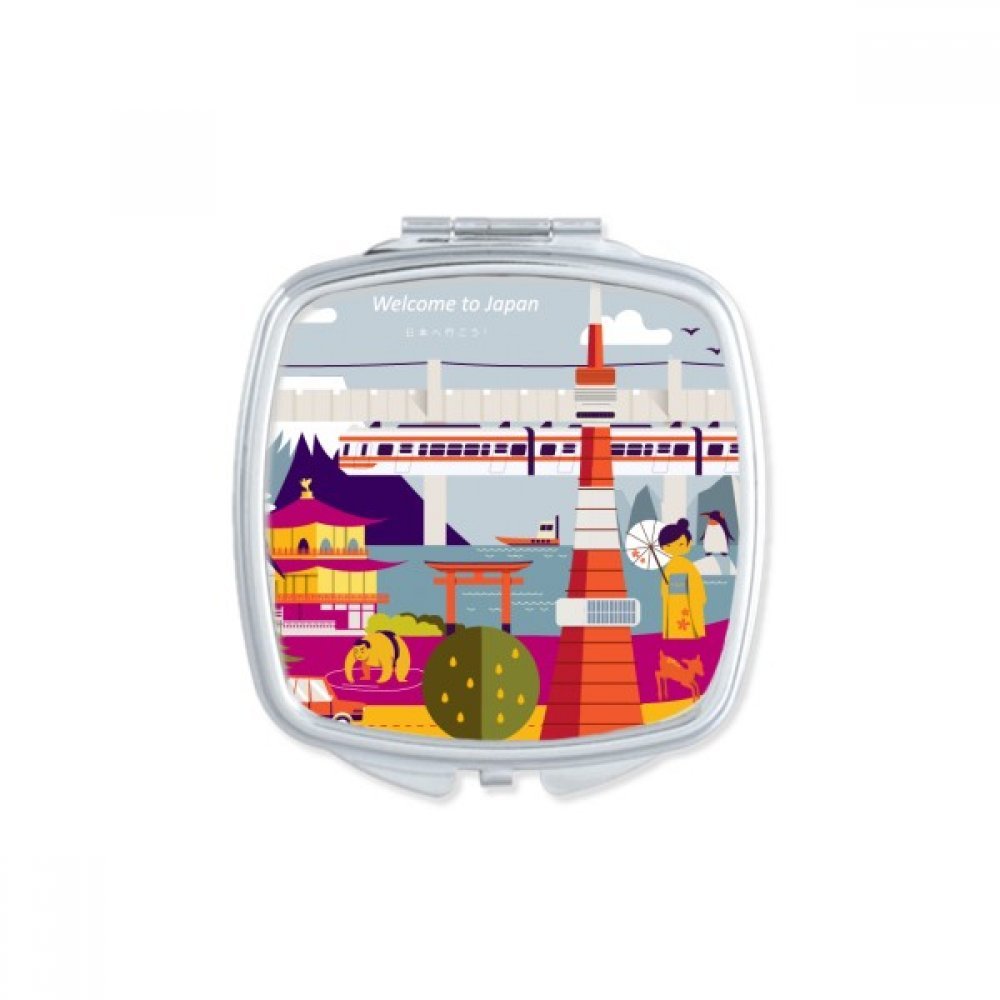 Miroir de poche compact cœur sushi japonais coloré pour retouches maquillage
