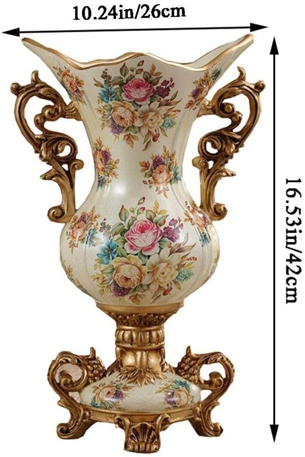 Elegant Large Flower Vases Table Centerpiece for Kitchen Dining Living Room Home Decor, European RetroTall Big Resin Flowers Chinese Vases for Bedroom Decorations, Best 16.54×10.24in
