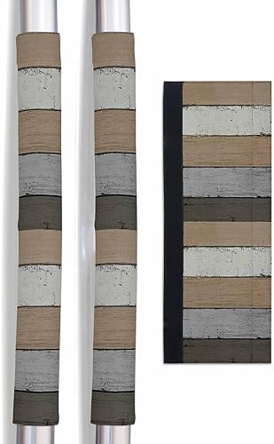 Juego de 2 fundas para manija de puerta de refrigerador, estilo retro, rústico, natural, color gris, degradado, mantiene el aparato de cocina limpio
