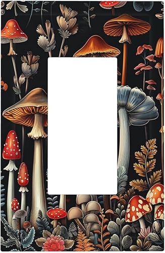 Miniatura 42 de Cubiertas de Interruptor de Luz de Palanca Simple con Diseño Abstracto de Sol Amanecer Retro, Placa Decorativa Arcoíris Atardecer de 1 Gang, Placa