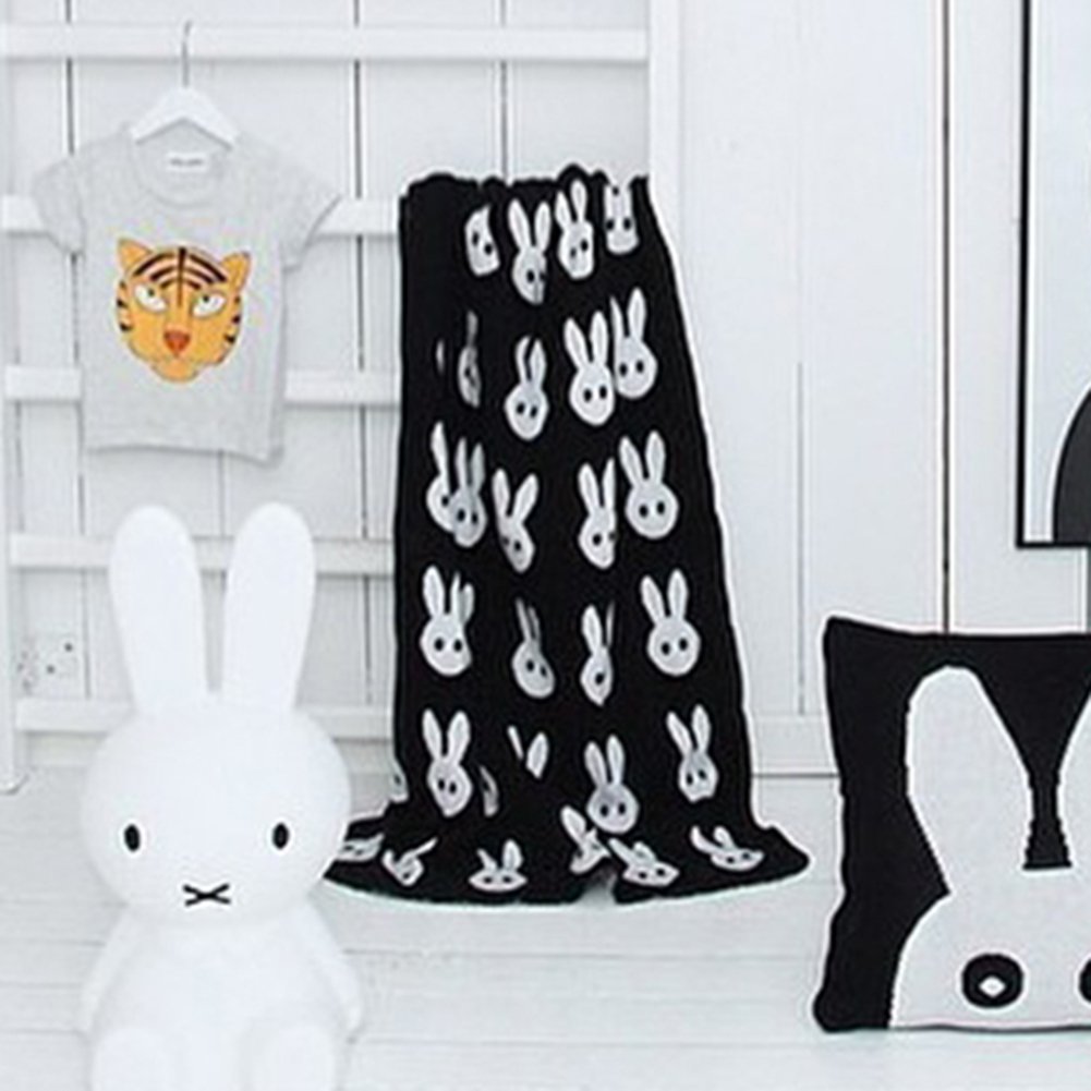 Brad Stone Cute Baby Blanket Black White Bedding Blanket Baby Rabbit Cross Blanket (Rabbit)
