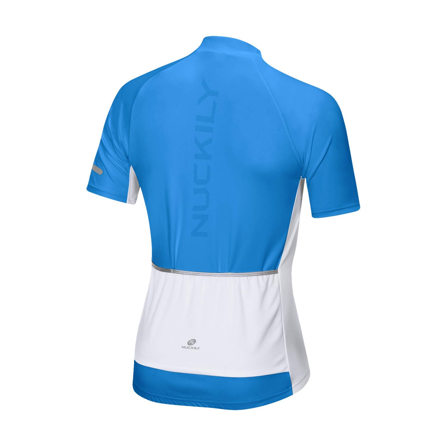 NUCKILY Men's Cycling Jersey Short Sleeve Bike Bicycle Biking Riding Shirt Reflective Stripe with 3 Pockets