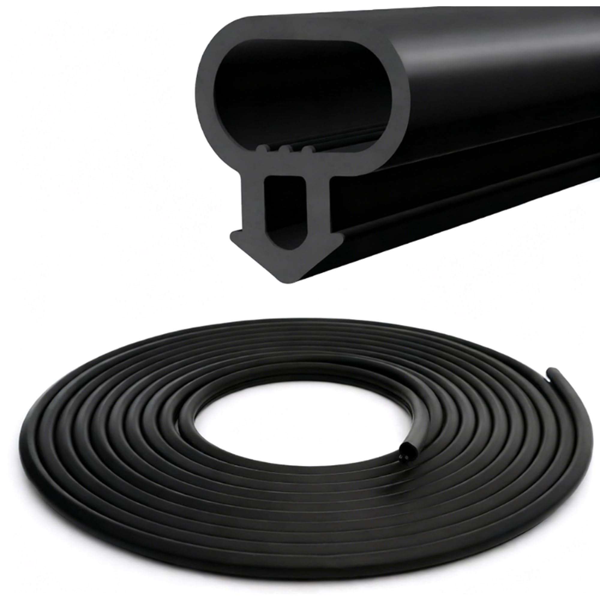 Xiciki 6M UPVC Door & Window Seal Strip, Window Replacement Gasket Rubber Seal Strip, Door and Double Glazing Rubber Seal for Draught Proofing, Door Bottom Wind Barrier Strip (Black)