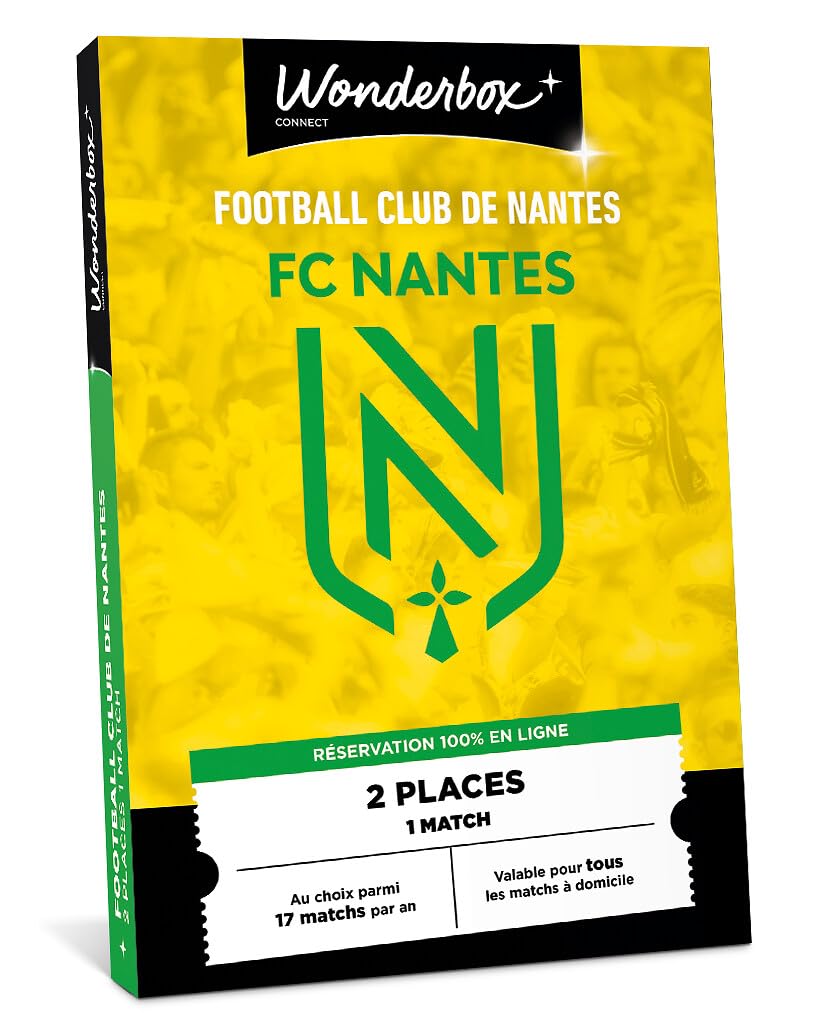 Wonderbox Connect - Coffret Cadeau - FC Nantes - 2 places pour 1 match au choix - Parmi 17 matchs par an, valable pour tous les matchs à domicile - Validité 27 mois
