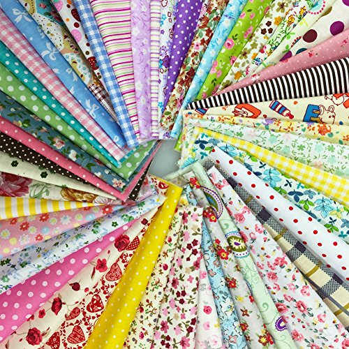 Flic-Flac WJCR-FB-HB 200Pcs 4 X 4 Inches (10Cmx10Cm) Cotton Craft Fabric Bundle Squares Patchwork Lint Diy Sewing Scrapbooking Quilting Dot Pattern Artcraft thumb #1