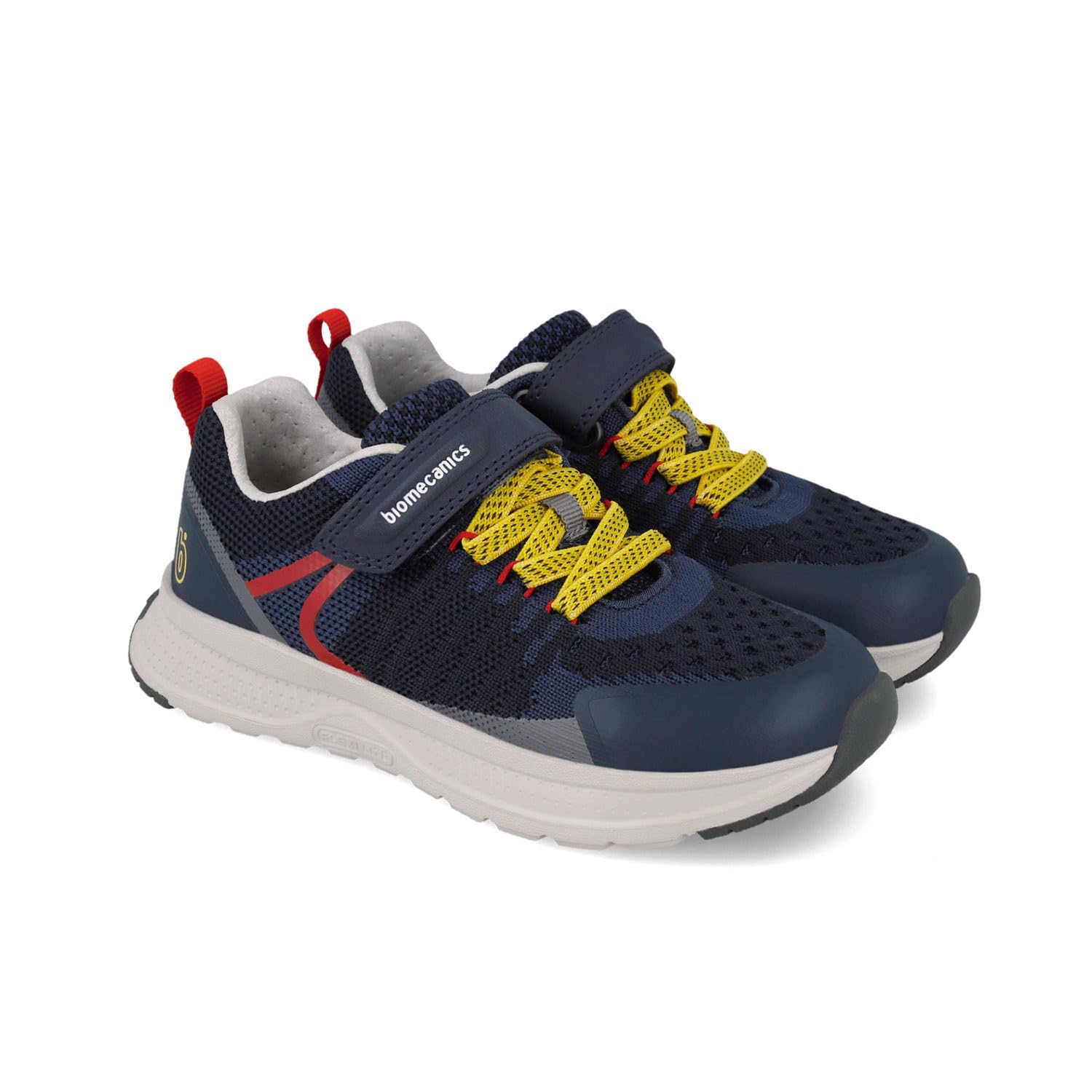 Biomecanics Zapatillas Niño 251250-A054 | Gris, Negro y Lima/Naranja | Cierre Adhesivo + Elásticos | Transpirable y Antideslizante