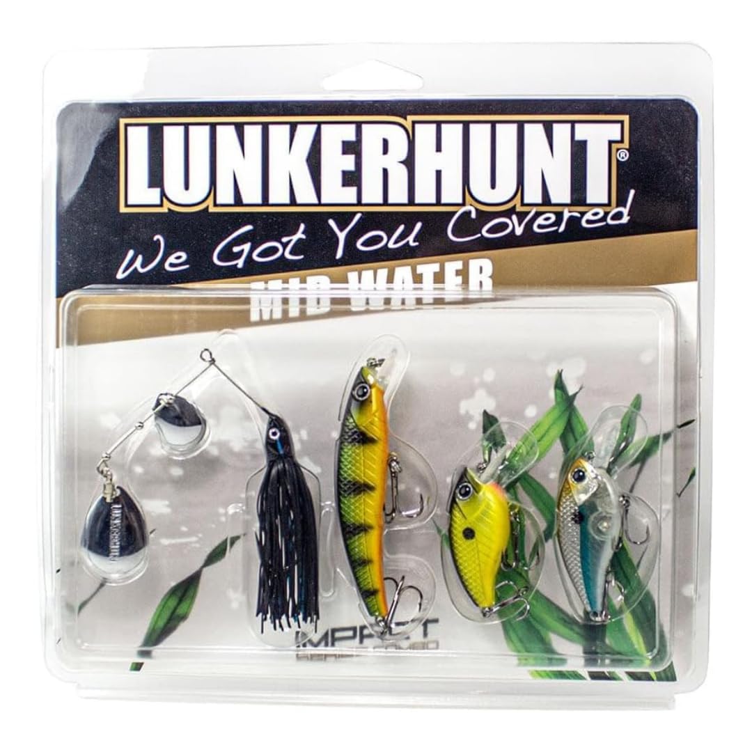 LUNKERHUNT Deep Diving Crankbaits - 4-Pack | Premium Hard Bait Fishing Lures for Bass, Walleye & Saltwater | Ideal for Deep Water Action