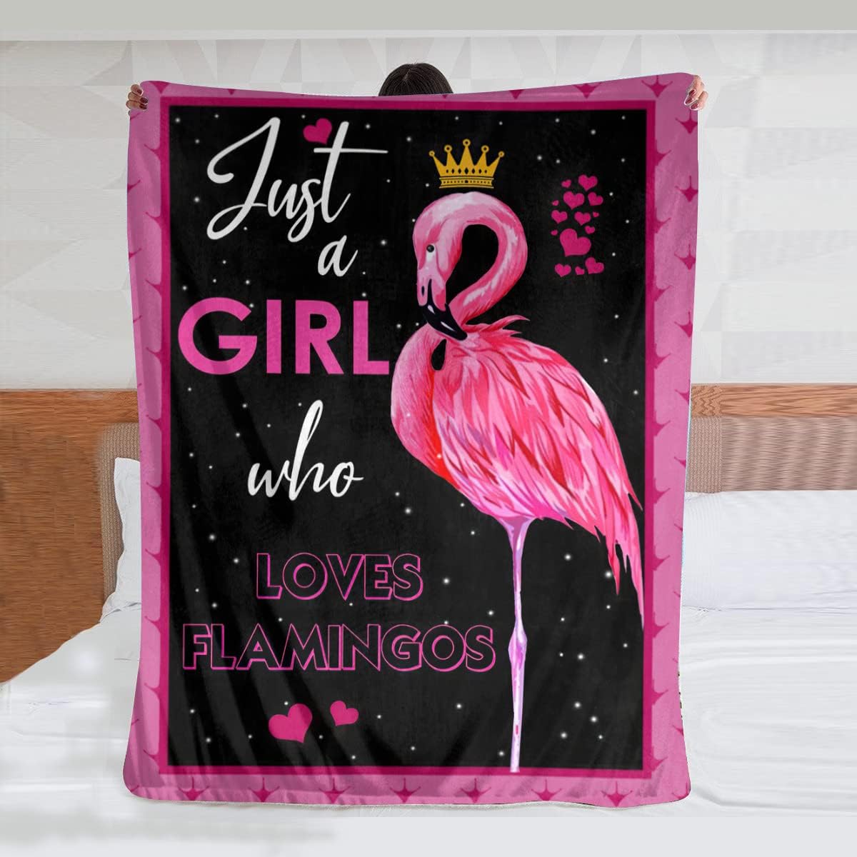 Just A Girl Who Loves Flamingos Blanket Cute Flamingos Decor Throw Blanket Gifts for Girls Super Warm Soft Plush Lightweight Fleece Flannel Blanket Winter Bedding Blanket for Kids Adults Women 40"x50" - Image 3