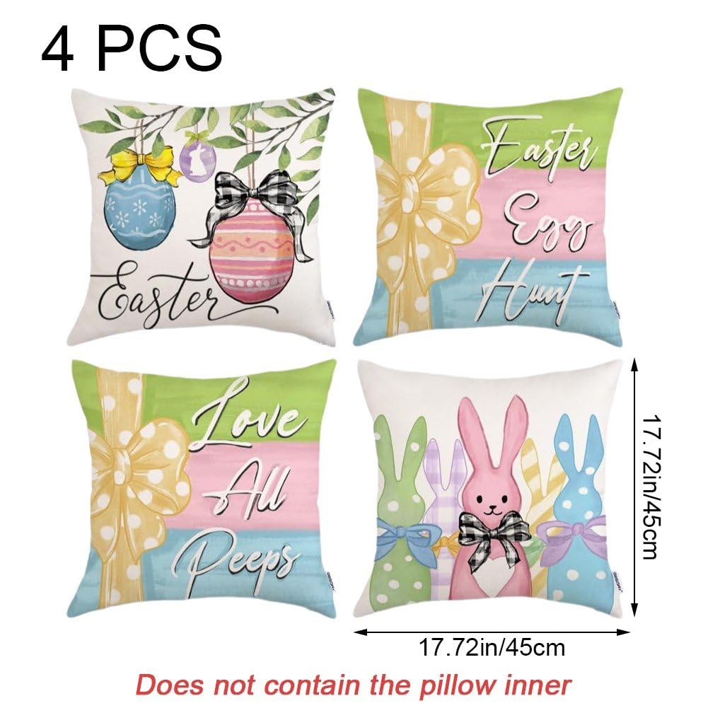 4 szt. Happy Easter poszewki na poduszki jajka wielkanocne królik wiosna dekoracyjne poszewki na poduszki poszewki na poduszki na sofę kanapę łóżko dom wiosna Wielkanoc dekoracja