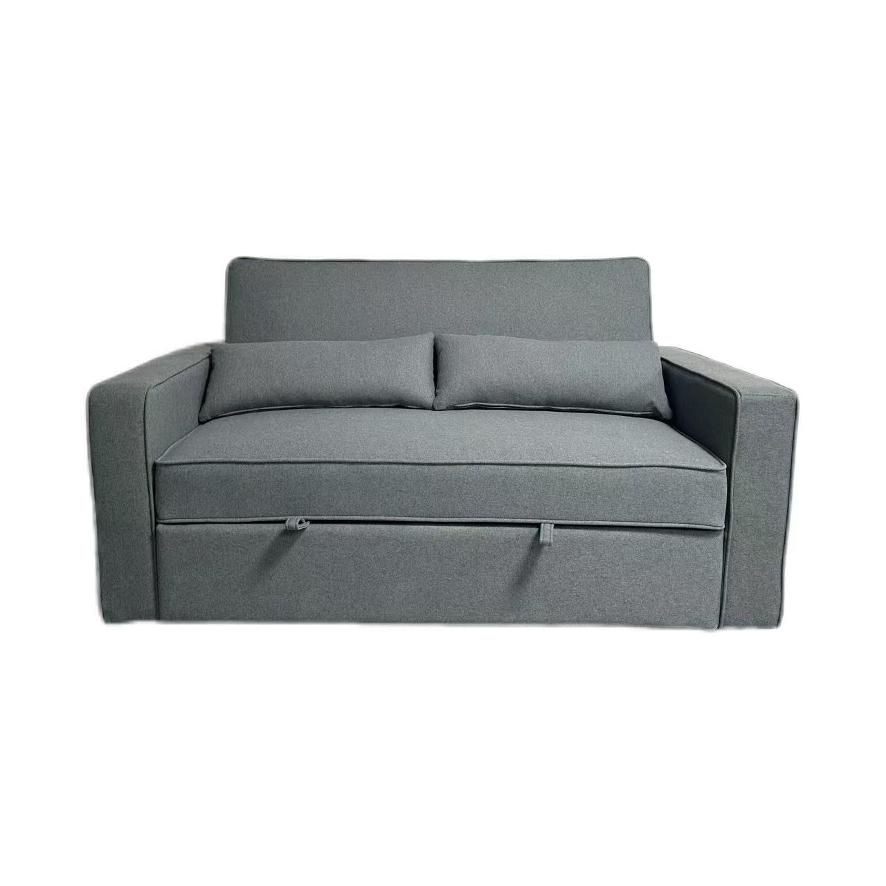 MUEBLIX.COM - Sofa Cama Almajano 2 Plazas, Sillón Cama, Cama Sofa, con Camas Extraíbles, Tejido Tela Antimanchas, Estructura Metálica y Madera, de Diseño, Color Gris