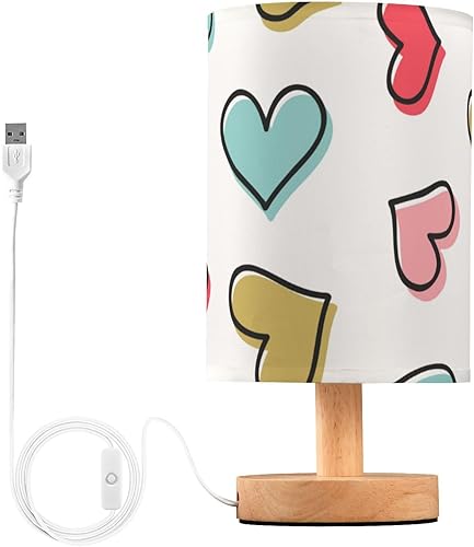 GuoChe Desk Lamp End Table Lamps Bright Valentine's Day Funny Colorful Hearts Table Lamp for Girls Indoor lámpara para mesa