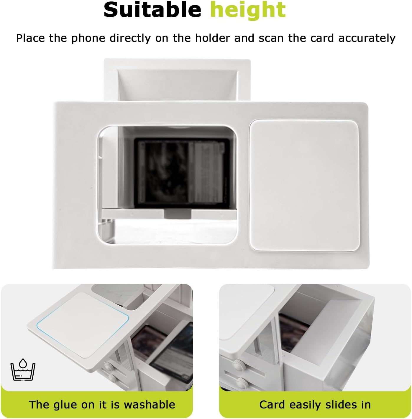 TCG/MTG Card Scanner Stand, Adjustable Phone Holder Compatible with ManaBox App - Fast Scanning, Portable TCG Accessories for Price Checks and Inventory Management (White)