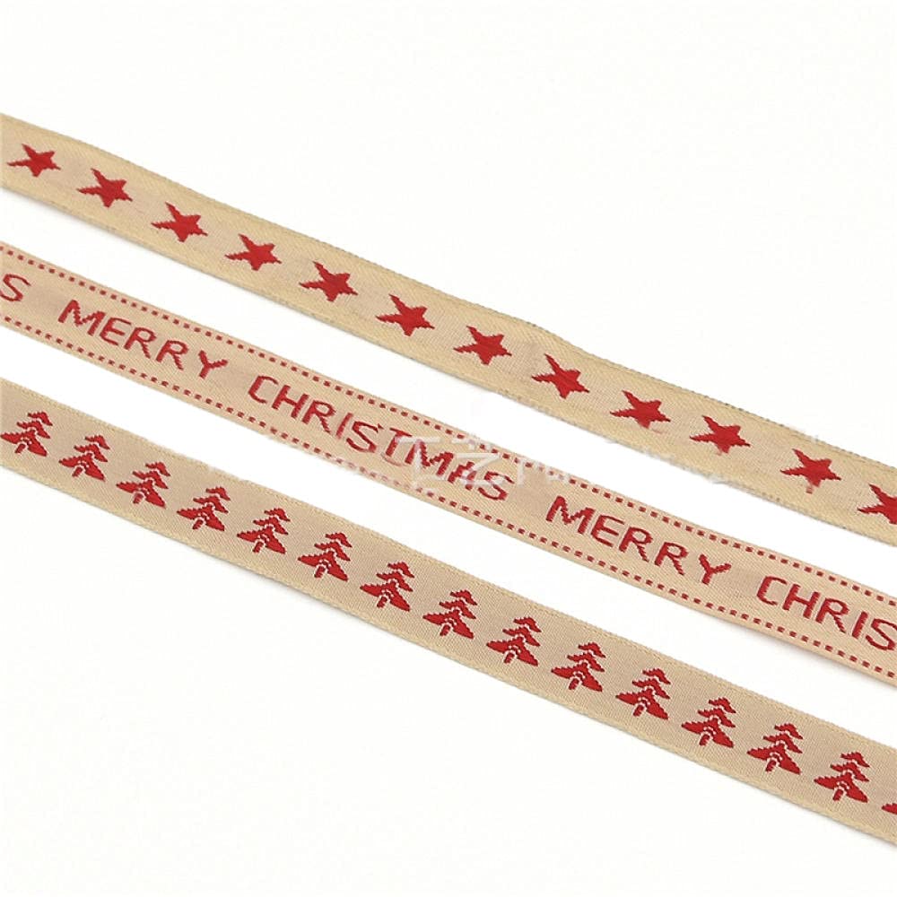 Ribbons For Gift Wrapping Ribbon For Fabric Satin Ribbons Boże Narodzenie Drukuj Bawełniany Wstążka Wstążka Prezent Opakowania Diy Akcesoria Logo Jacquard 15Mm 5Yards / Roll-3S