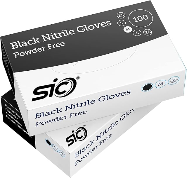 SIC ® Multi-Purpose Black Vinyl Disposable Gloves | Latex | Powder Free | Use For Food, Safety, Cleaning, (SMALL - PACK OF 100)