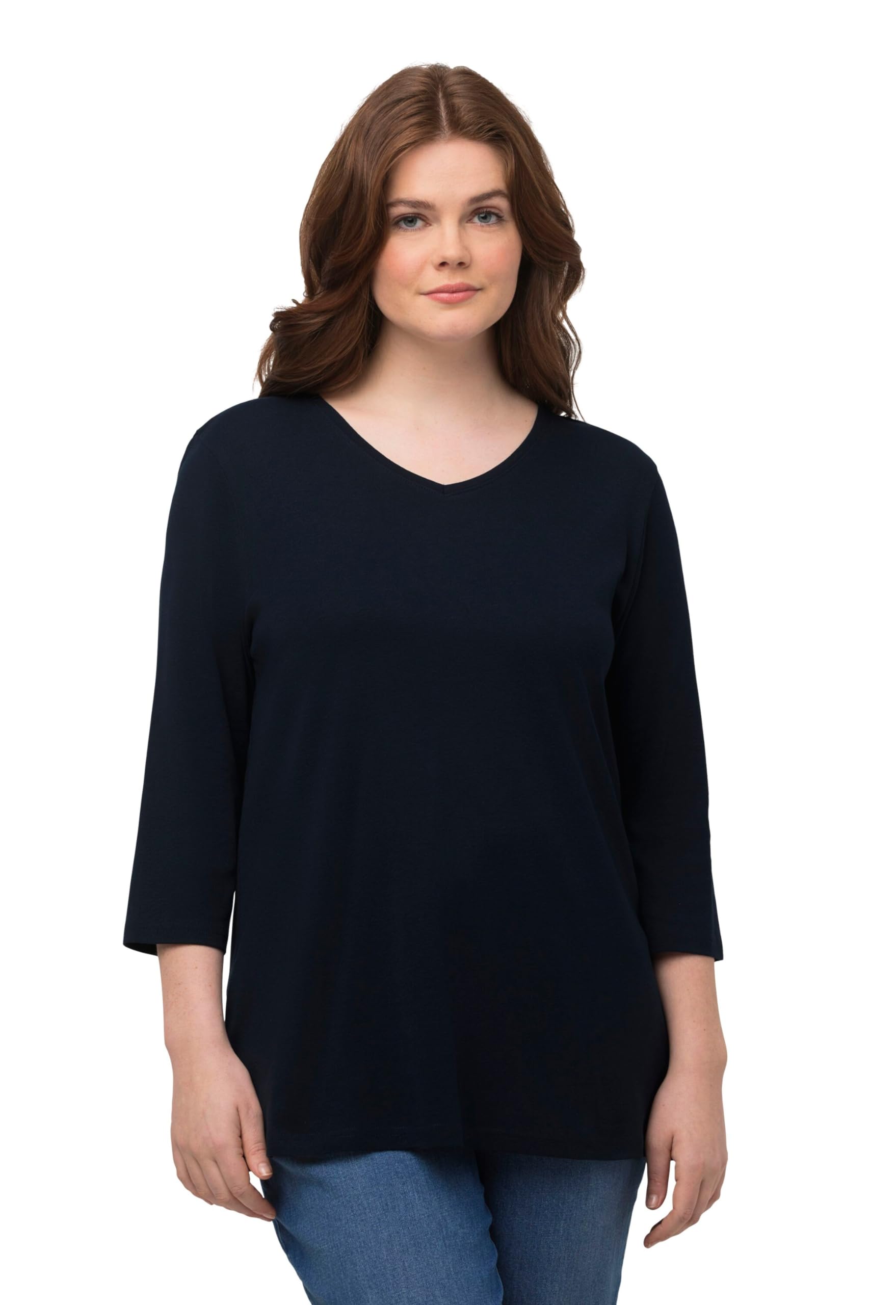 Ulla Popken Women's Basic T-Shirt, navy, 32 UK/34 UK