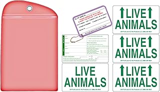 DryFur Live Animal Label Set of 5 Stickers w/Pet Passport Pouch RED
