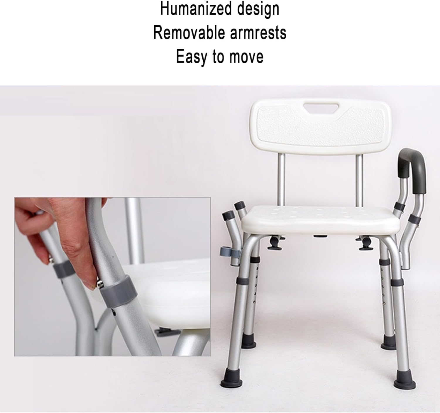 Silla de Ducha for Personas Mayores Asiento de baño for Personas Mayores,Silla Impermeable con Brazos y Respaldo,Taburetes de Ducha Interiores de aleación de Aluminio(B)