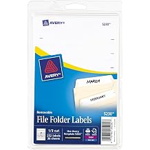 Avery TrueBlock File Folder Labels, 2/3 X 3-7/16 Inches, Permanent Adhesive, 4-Pack (150 Labels Total)