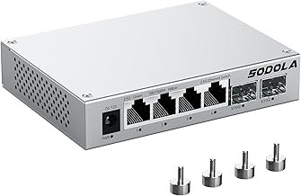 SODOLA 2.5Gb Switch,4 x 2.5G Base-T Ports, 2 x 10G SFP+, Aluminum Alloy Cooling & Magnetic Mounting,2.5 Gigabit Network Switch Fanless Plug & Play, Unmanaged Multi-Gigabit Switch,Lifetime Protection