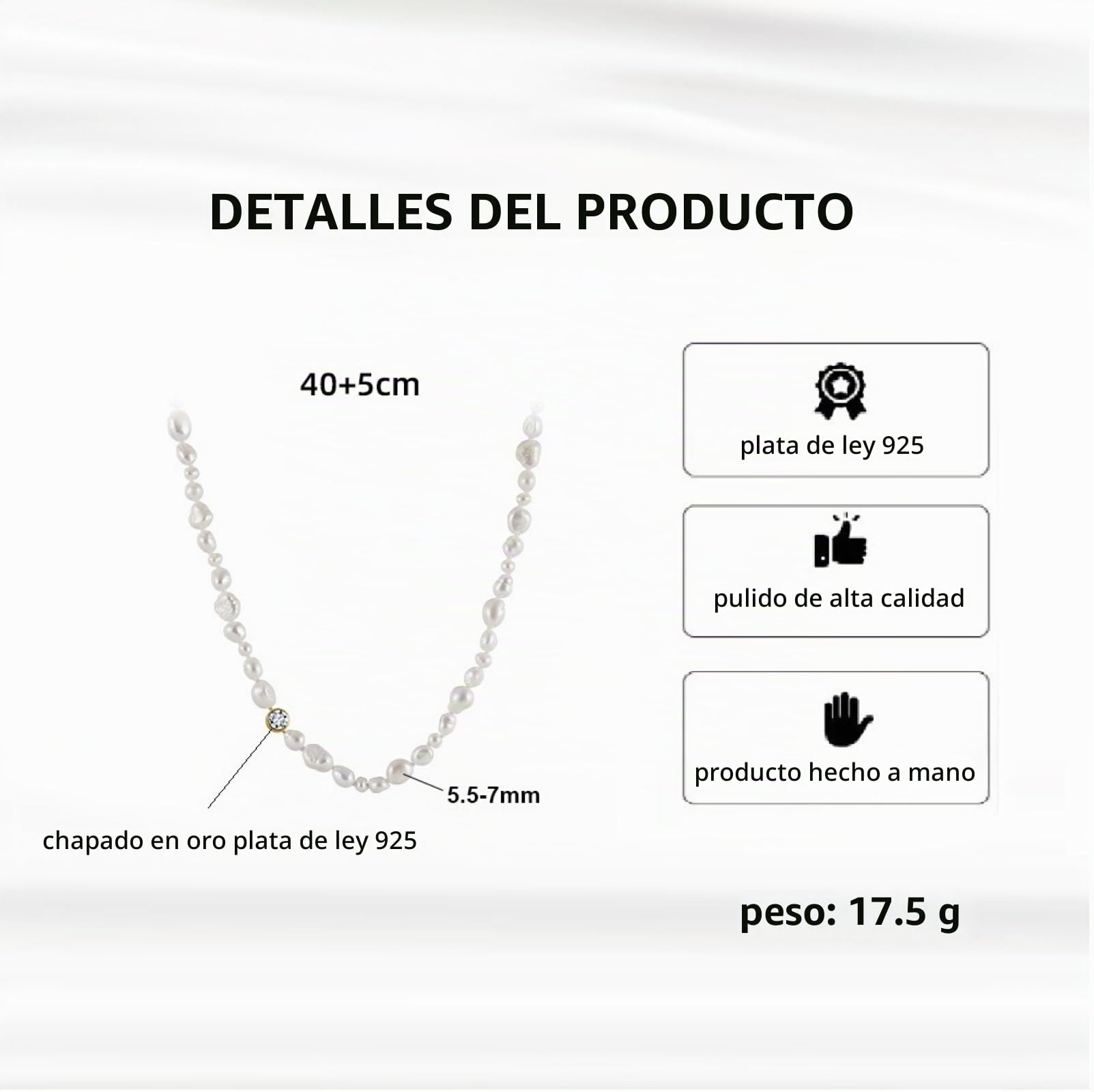 Collar Gargantilla de Perlas Barroca Mujer Collar Perlas Blancas de Agua Dulce Regalo Mujer Cumpleaños