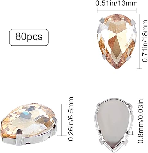 Miniatura 2 de GORGECRAFT 80 unidades de diamantes de imitación de cristal con parte trasera plana, piedras preciosas para coser, para joyas, ropa, bolsos,