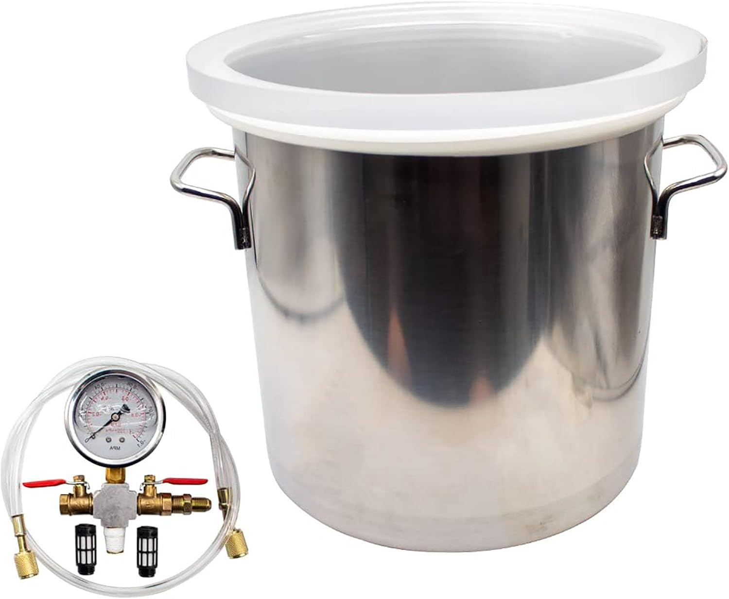 Stainless Steel Vacuum Degassing Chamber,Lab Vacuum Kit,2 3 5.5 6 13 20 Gallon Vacuum Chamber With Clear Acrylic Lid And Hose For Stabilized Wood,Silicone,Epoxy Degassing(6L/2Gal(20x20cm/7.9x7.9in))