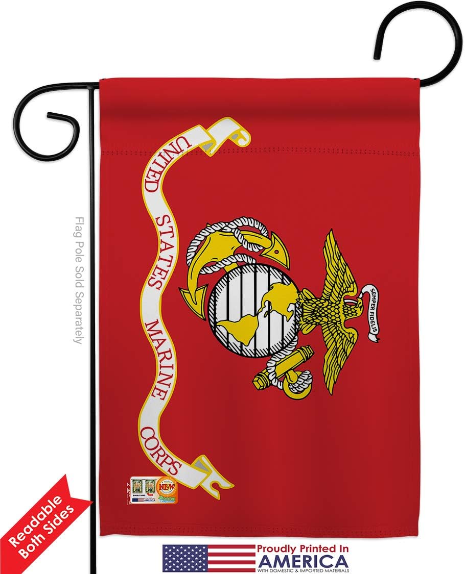 Marine Corps Garden Flag Armed Forces USMC Semper Fi United State American Military Veteran Retire Official Small Decorative Gift Yard House Banner Double-Sided Made In USA 13 X 18.5