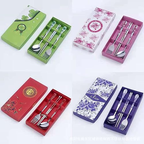 Miniatura 3 de Juego de cubiertos portátiles reutilizables de viaje, juego de cubiertos de acero inoxidable, cubiertos de campamento con estuche, 3 piezas, vajilla