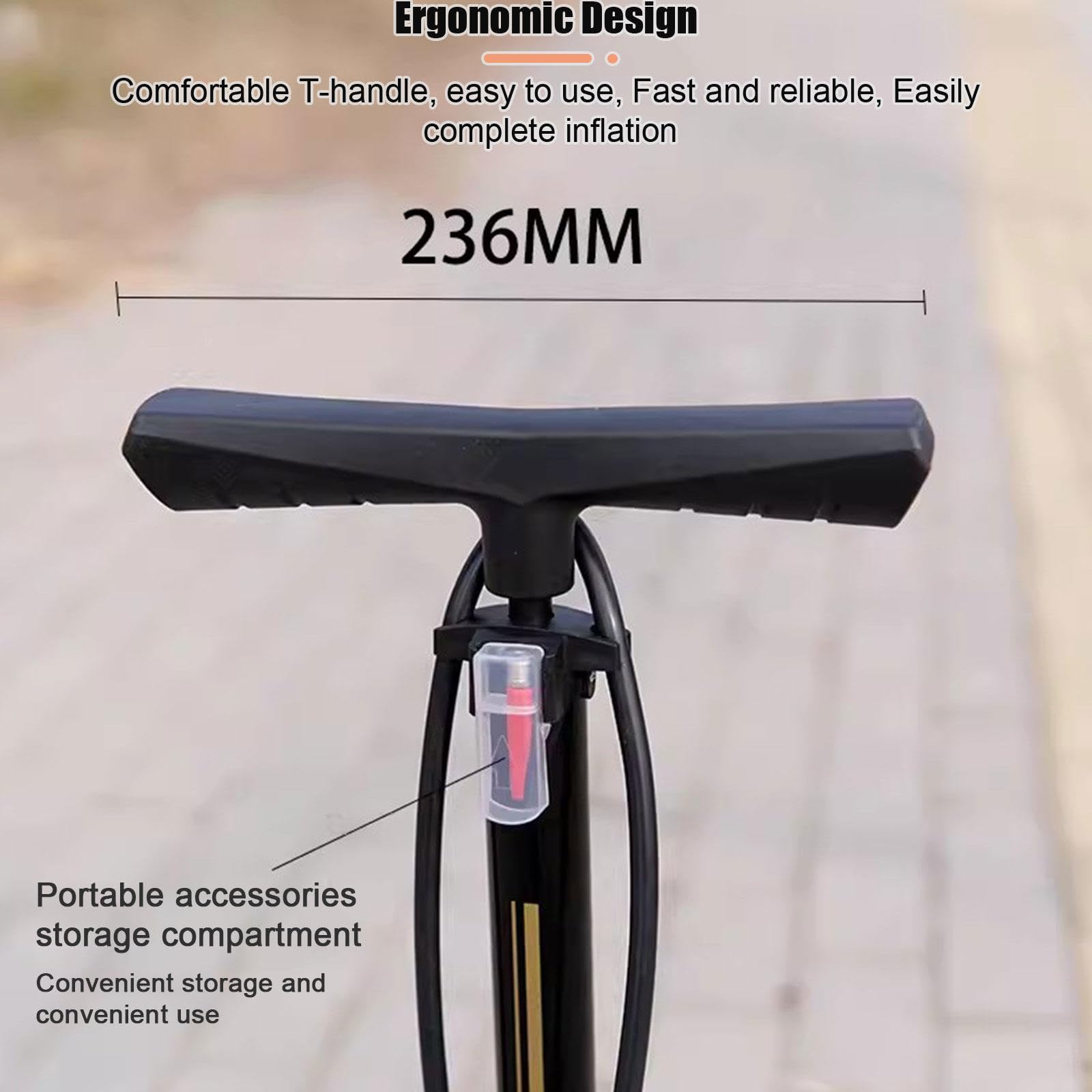Fahrradpumpe mit Manometer - Tragbare Fahrradpumpe - 12 BAR/180 PSI Fahrradluftpumpe Passend für Presta- und Schrader-Ventile Fahrradreifenpumpe für Alle Fahrräder und Sportbälle, Schwarz
