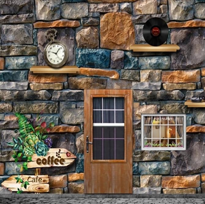 Papier peint brique 3D décor mural industriel pour café et bar - 2