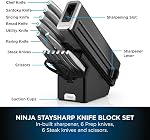 Ninja StaySharp 14-Piece Stainless Steel Knife Set, Charcoal Black Wooden Knife Block & Integrated Sharpener, K620014EUUK