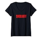 Womens Singularity Glitch Futuristic Artificial Intelligence V-Neck T-Shirt