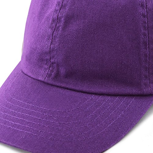 The Hat Depot Kids Washed Low Profile Cotton And Denim Plain Baseball Cap Hat (6-9 Yrs, Purple) #TOP3