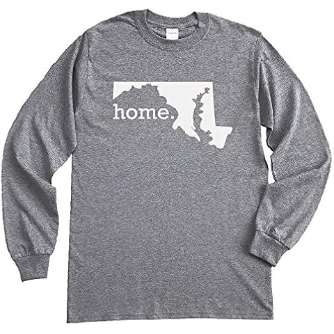 Homeland Tees Men's Maryland Home Long Sleeve T-Shirt Dark Heather Grey Cover