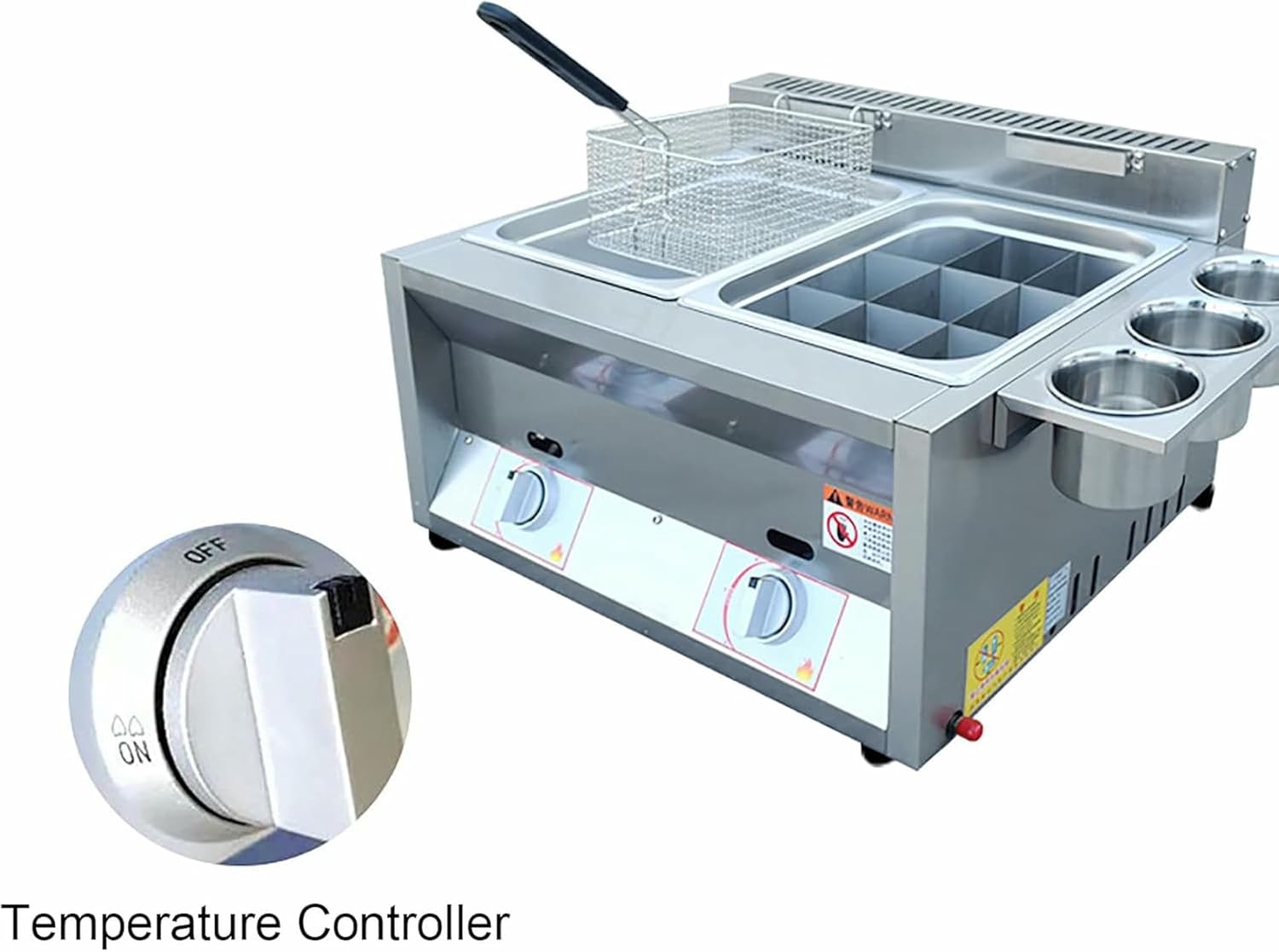 Deep Fryer 6L/12L Commercial Gas Fryer, Stainless Steel Outdoor Cooker, for Home Kitchen Restaurant~/