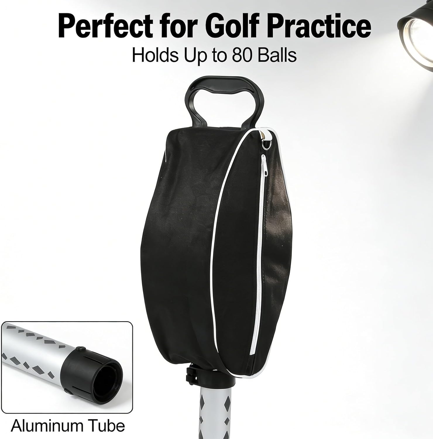Telescopic Aluminum Golf Ball Retriever, Shag Bag, 80 Ball Capacity - Adjustable Height, Waterproof Nylon, No - Bend Pickup