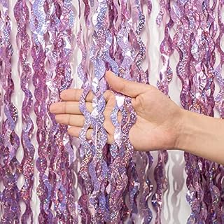 2PCS Silver Metallic Tinsel Curtains, Laser Foil Fringe Curtains Glitter Backdrop Party Streamers Door Wall Birthday Hanging Decoration for Wedding, Baby Shower, Birthday, Graduation Supplies(1m X 2m)