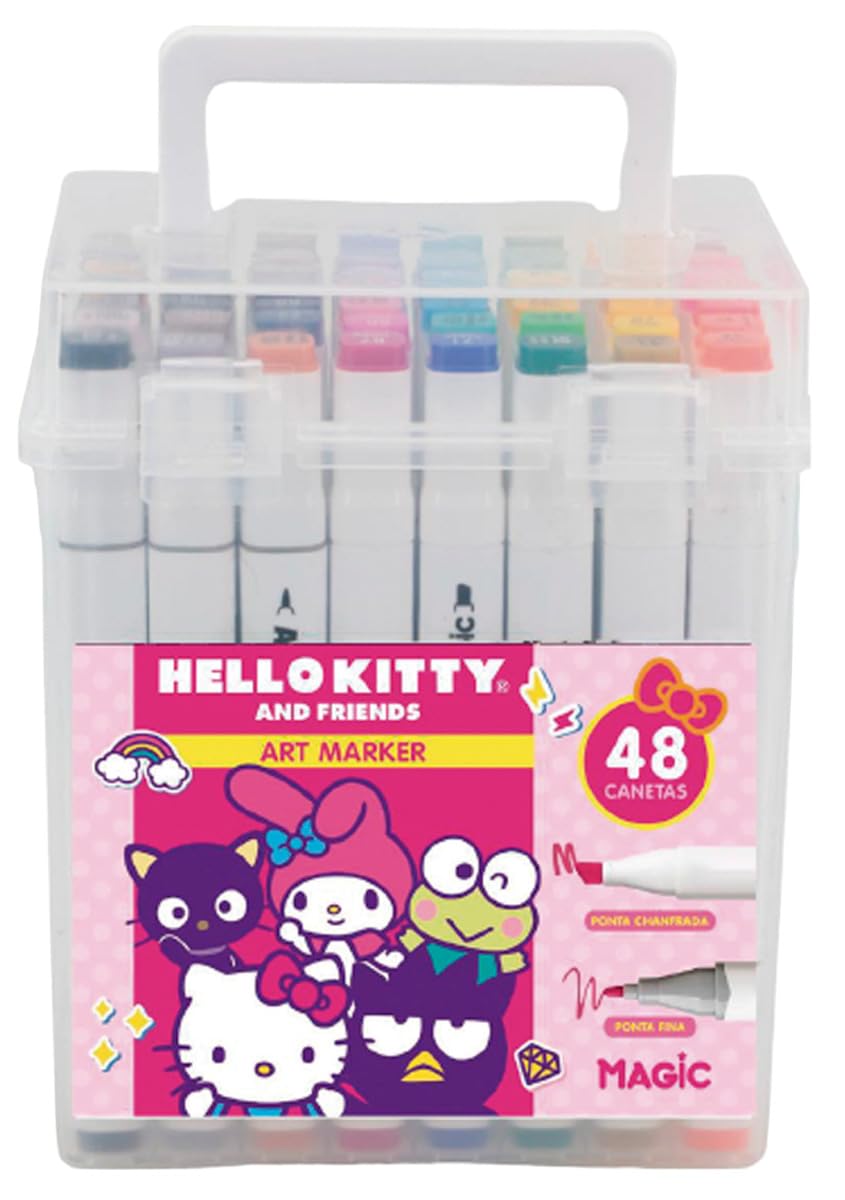 Kit Hello Kitty 24 Cores Art Marker - Canetas de Ponta Dupla com