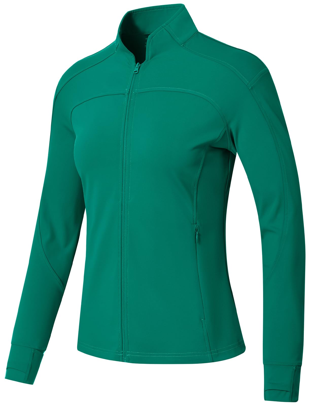 BGOWATU Women's Workout Jacket Lightweight Zip up Running Athletic Jackets with Thumb Holes — view 9