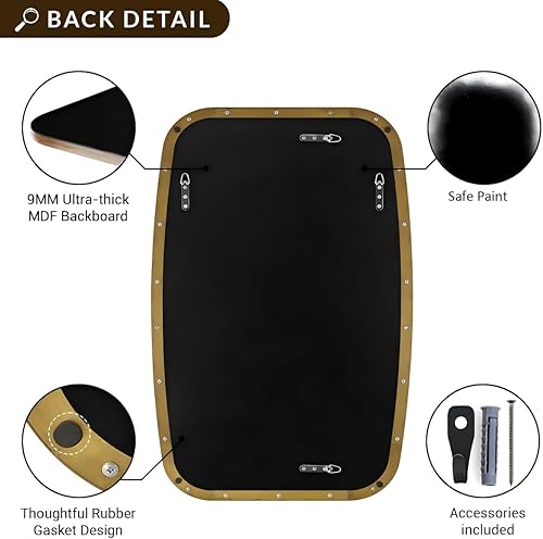 Miniatura 6 de ANDY STAR Espejos ovalados dorados para baño, espejo de pared oblongo, con marco de metal dorado cepillado de 24 x 36 pulgadas, espejo de tocador