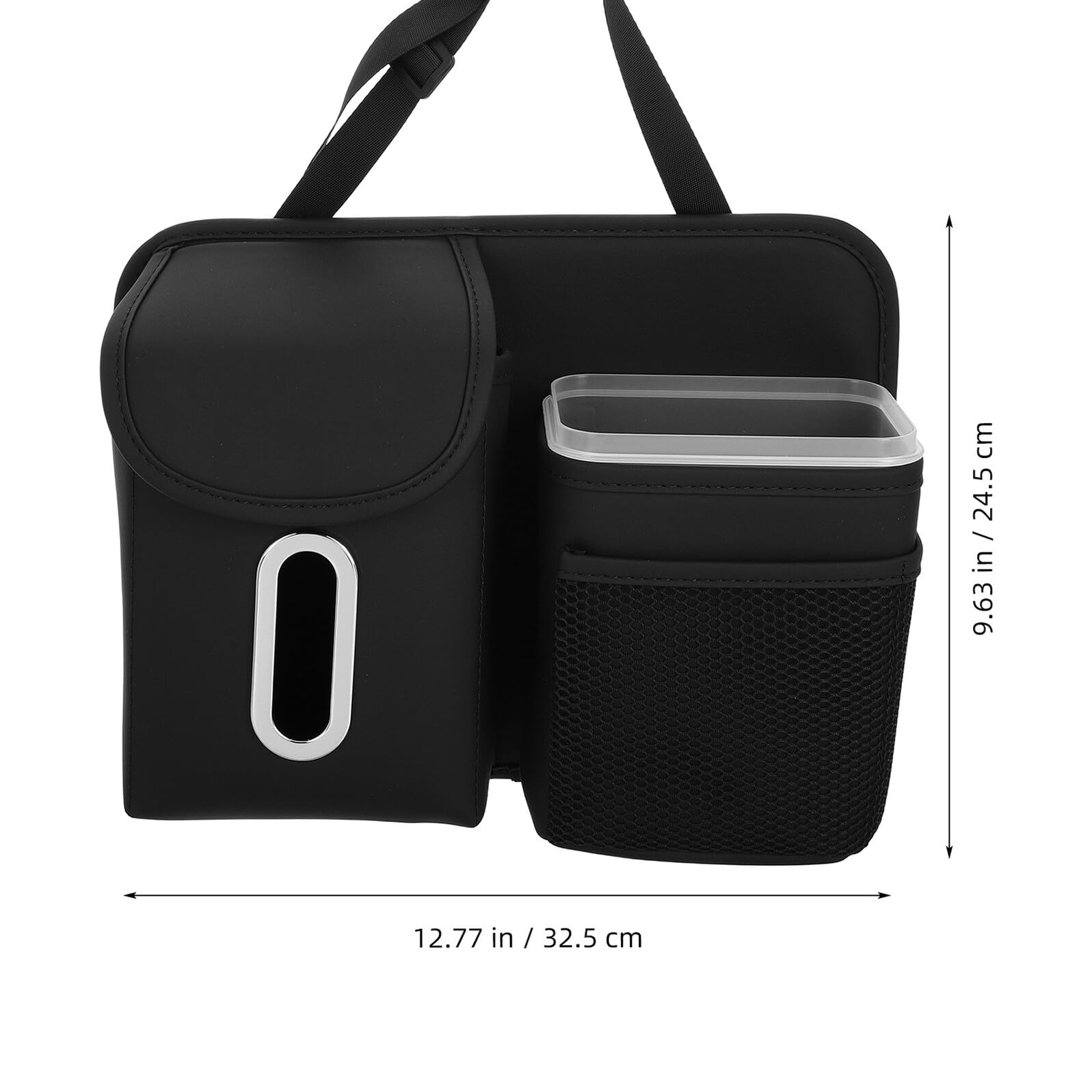ERINGOGO Borsa Portatutto per Schienale Auto, Organizer Multifunzionale con Porta Fazzoletti e Portabicchieri in Pelle e Metallo