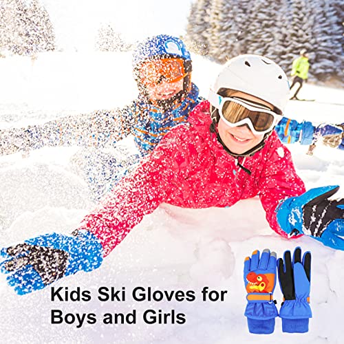 MGKSHADOW Luvas de neve infantis para meninos, luvas de esqui infantis de dinossauro, luvas de inver