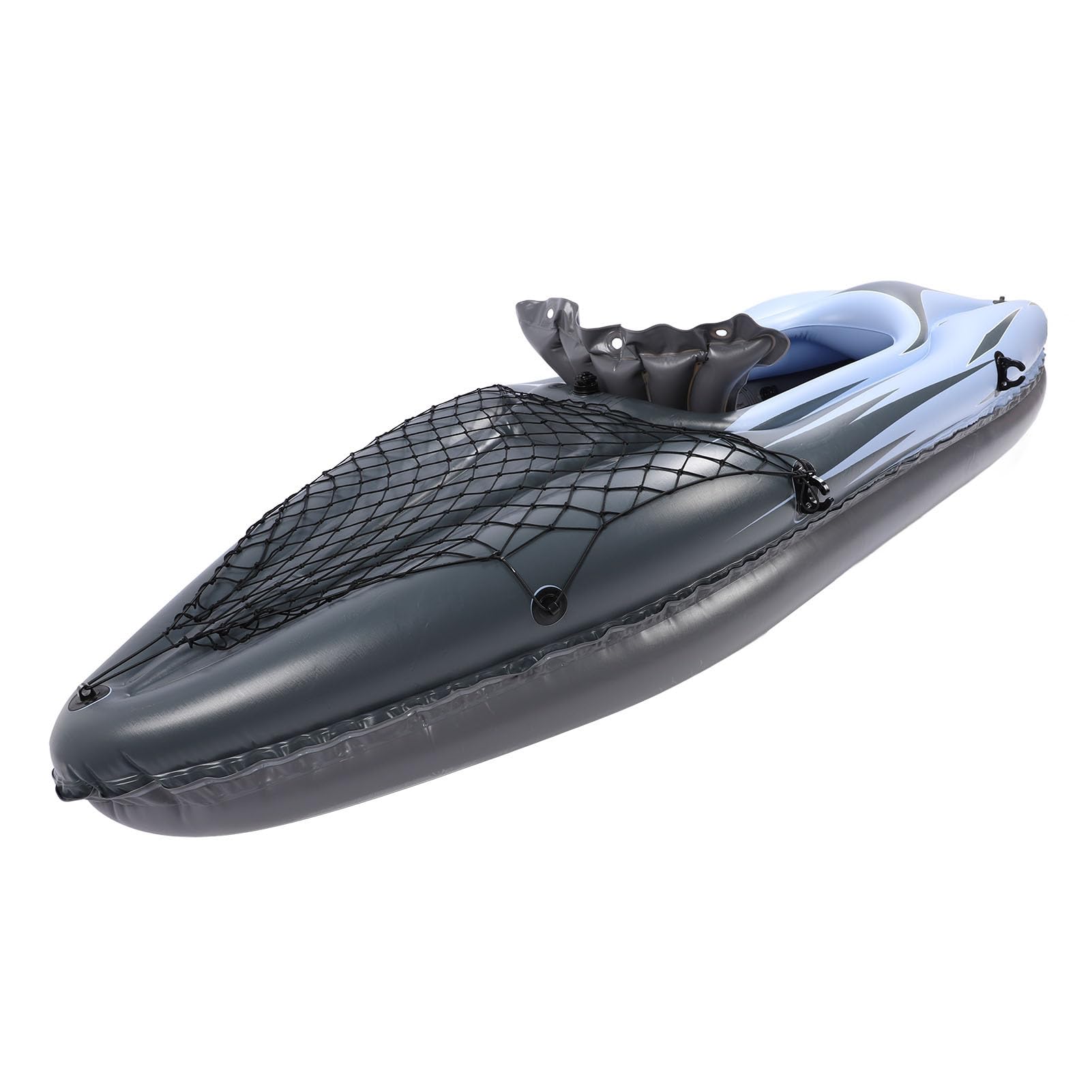 Kayak gonfiabile 1 persona in PVC resistente ai raggi UV, canoa gonfiabile portatile con pompa a mano, pagaia e borsa per la pesca