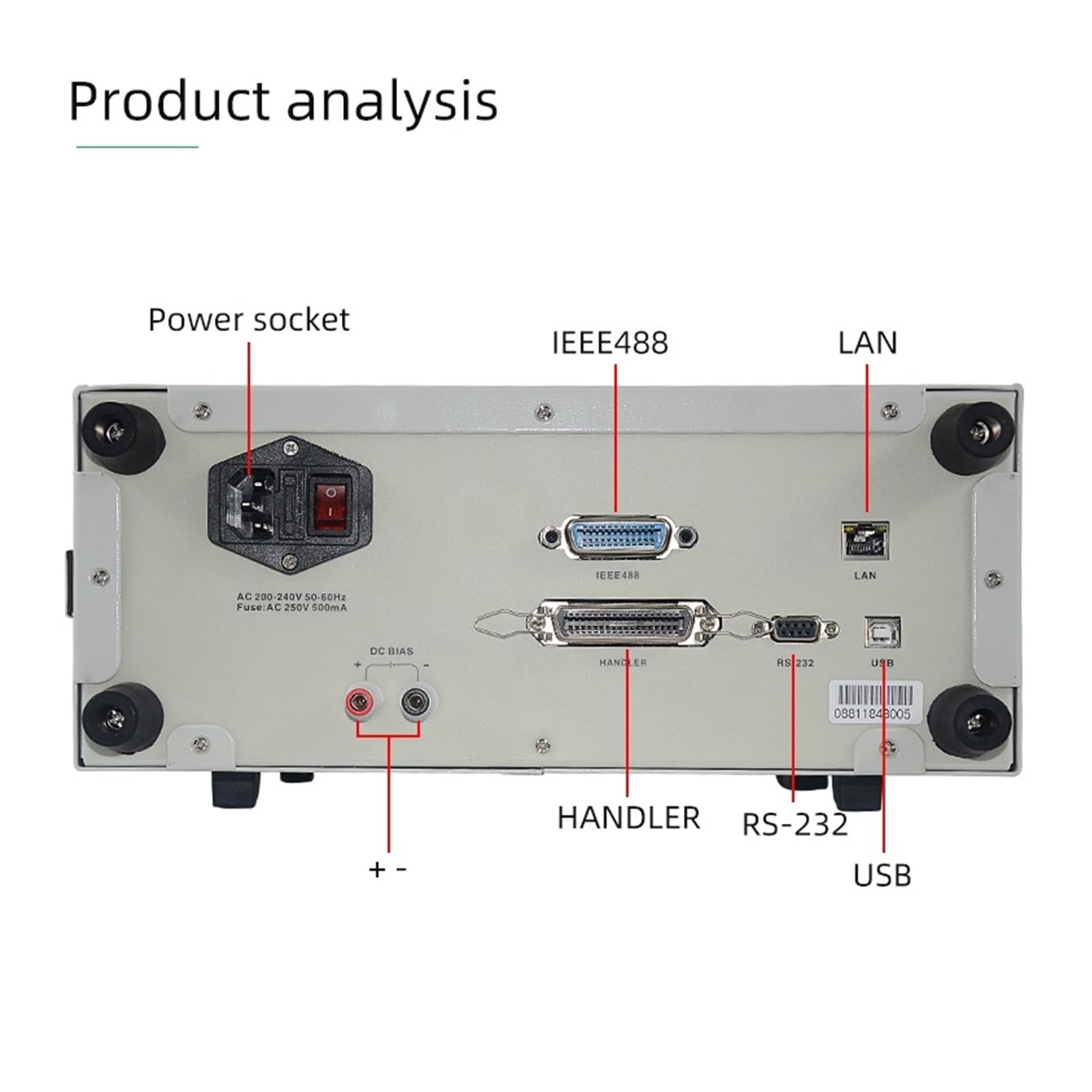 Tester LCR Benchtop Digital Bridge 100 KHz-1 MHz Desktop LCR Tester Messgerät Kapazität Widerstand Impedanz Induktivität Messung(ET3505-500kHz)