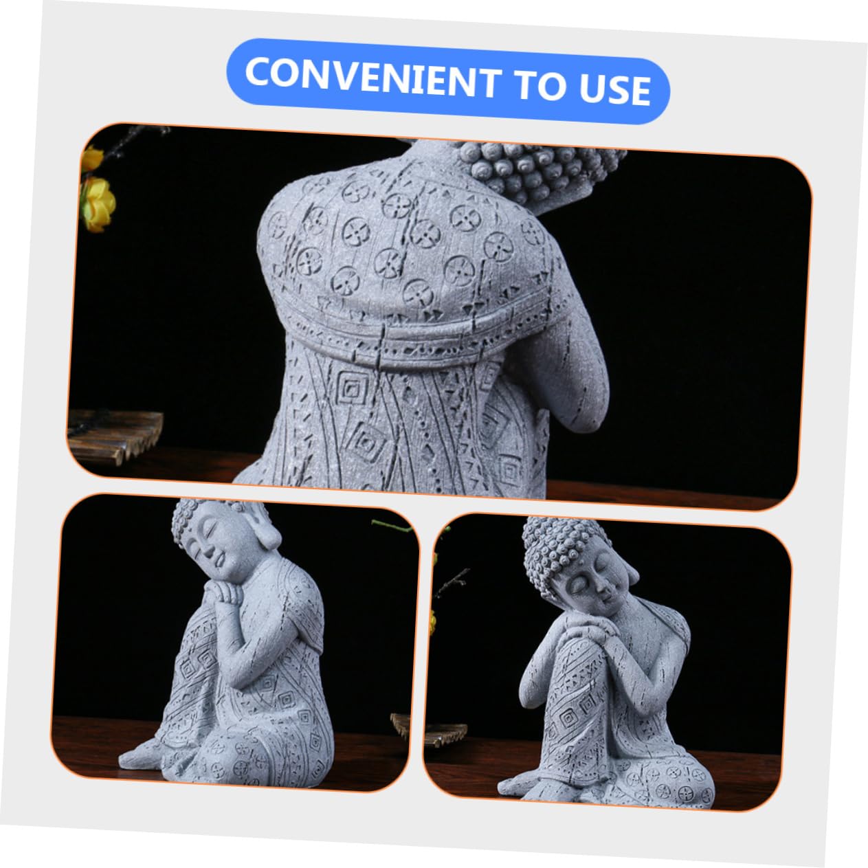 Statue de Bouddha Simple Décoration Intérieure en Résine pour Bureau