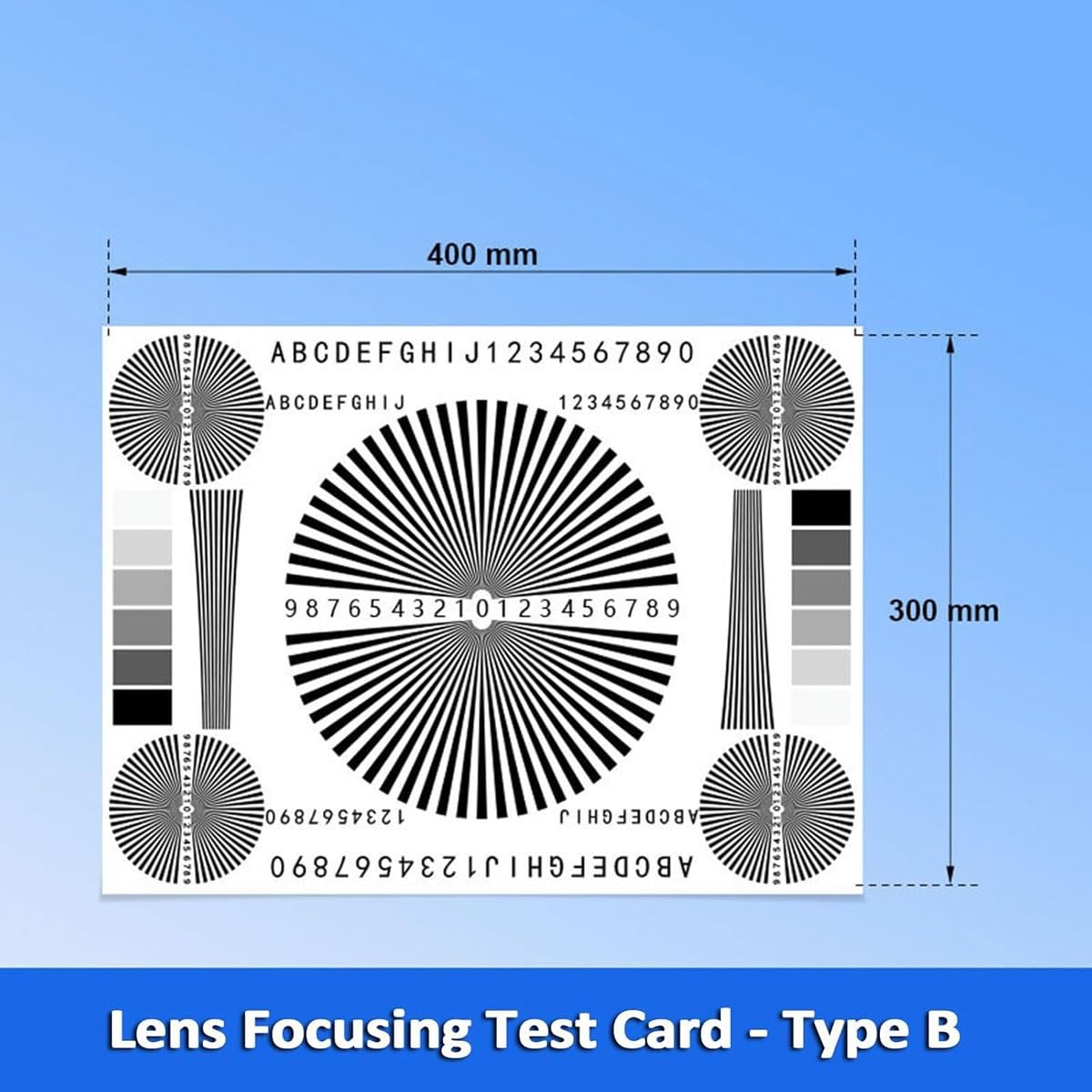 Tarjeta de Prueba de Enfoque de Lente, Tabla de Prueba Reflectante de Lente de Monitor de 15,75 x 11,8 Pulgadas, Herramienta de Prueba de Enfoque Multiusos, for calibración de vigilancia(A)