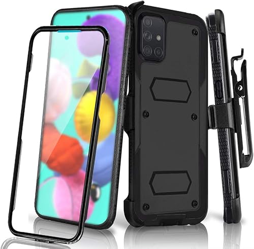 Funda para Samsung Galaxy A32 5G con clip giratorio para cinturón, protector de pantalla integrado resistente protección de cuerpo completo a prueba