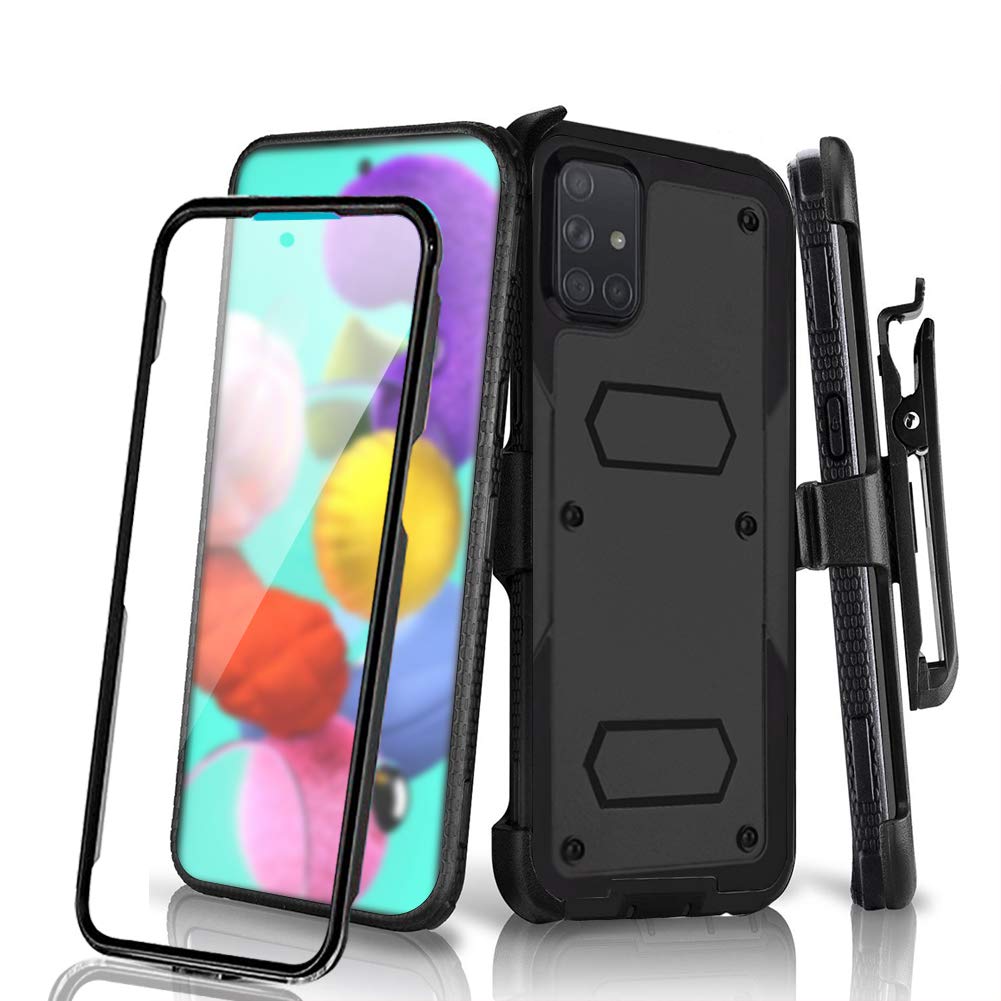HONTECH Holster Case for Samsung Galaxy A71 5G with Swivel Belt Clip, Built-in Screen Protector Heavy Duty Full Body Protection Shockproof Kickstand Cover for Outdoor Sports ( Samsung A71 5G)