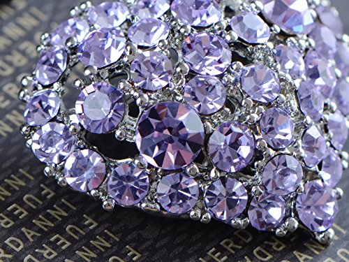 Alilang Crystal Rhinestone Valentine Heart Love Brooch Pin, Purple #TOP2